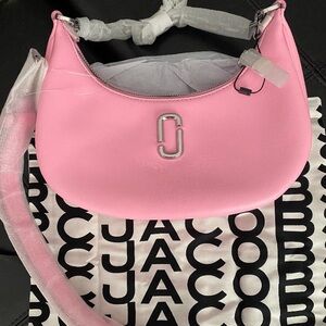 Marc Jacobs The J Marc Curve Top Handle Leather Shoulder Fluro Pink